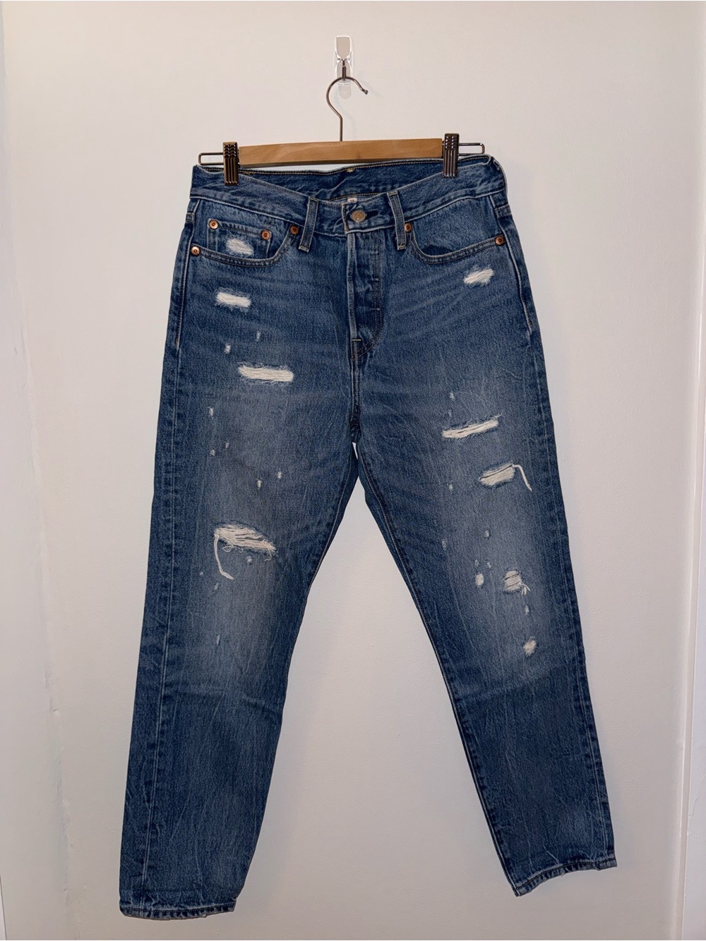Levi's Straight Leg Distressed Blue Women's Jeans
